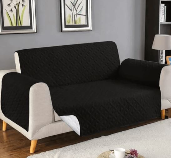 Black Non-Slip Box Sofa Quilted Cover
