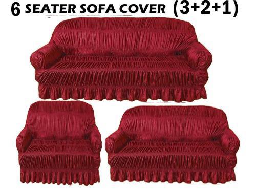 Maroon Jersey Silk Stuff Sofa Covers - Best Quality