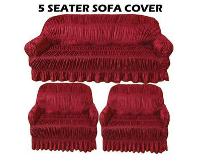 Maroon Jersey Silk Stuff Sofa Covers - Best Quality